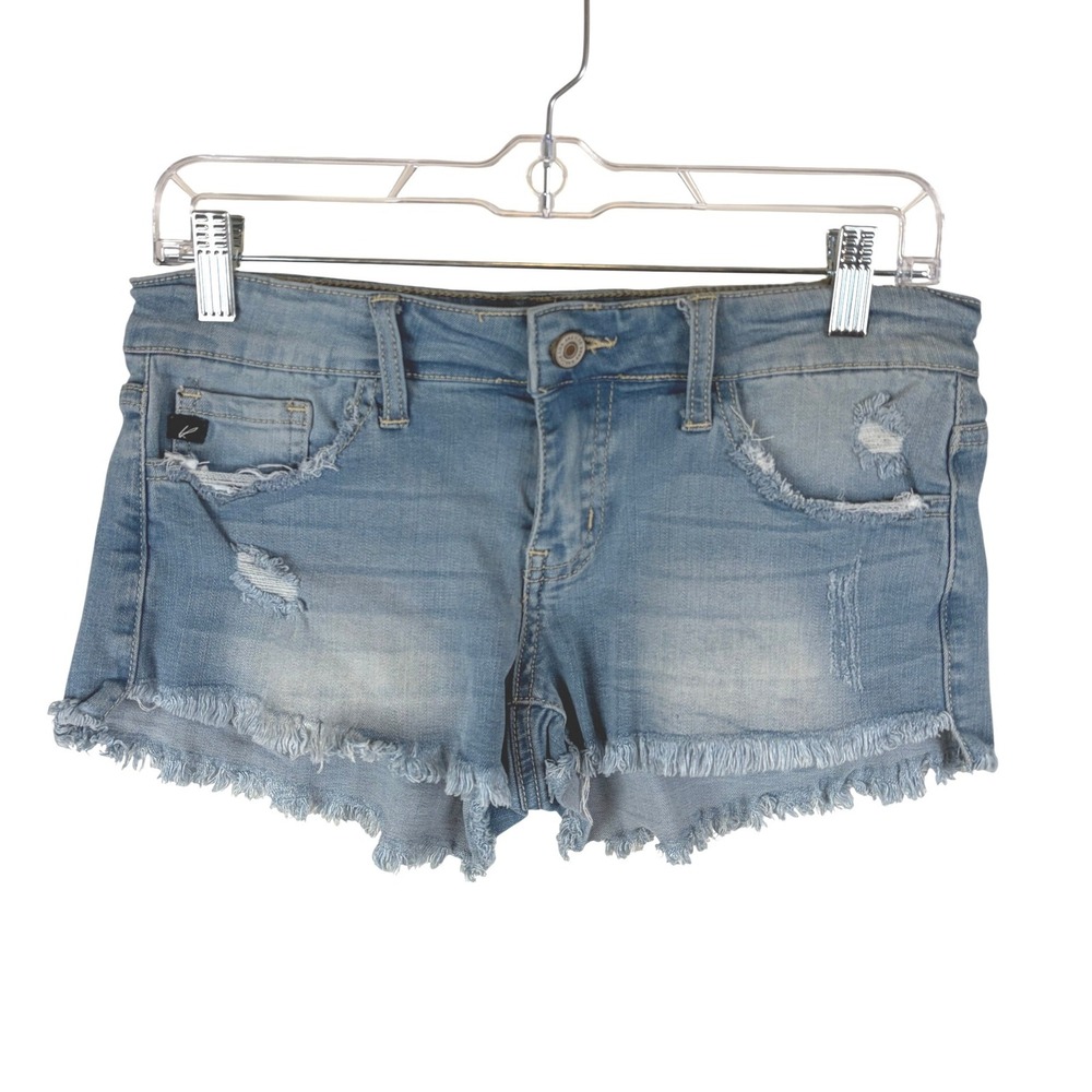 Kancan Light Blue Distressed Denim Cutoff Shorts